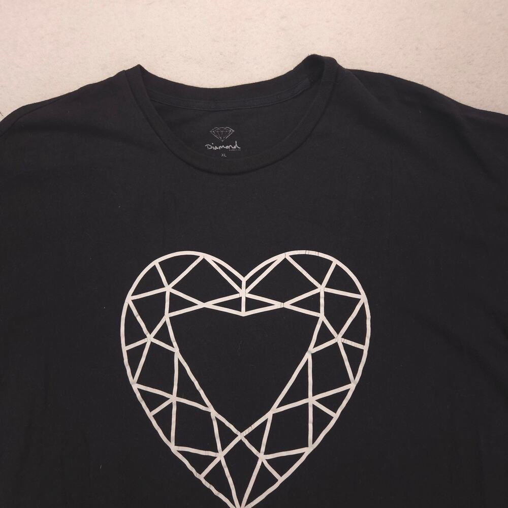 Diamond Graphic Casual Crew Neck Short Sleeve T Shirt Mens Size XL Black